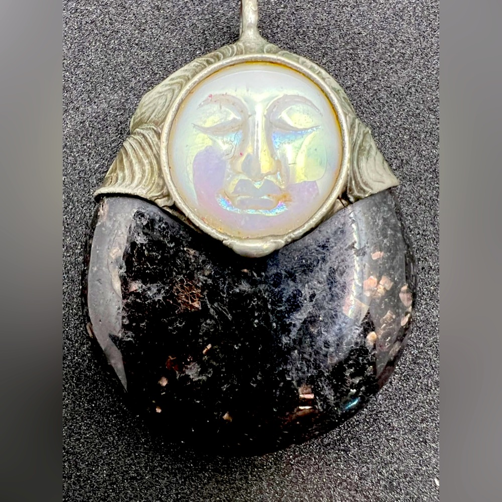 Callisto Jewelry nuummite & aura quartz pendant.